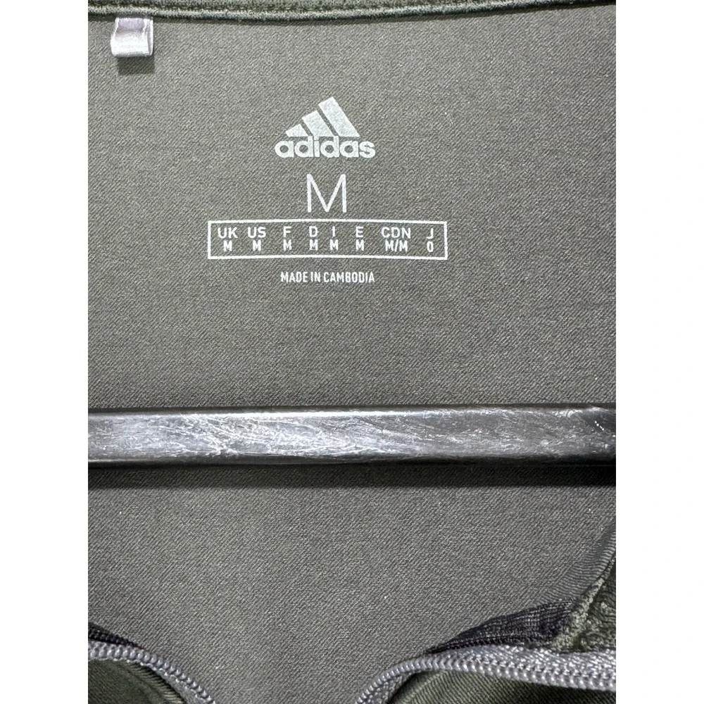 Adidas‎ Pullover 1/4 Zip Long Sleeve Mens M Khaki Green Golf Zip Pockets